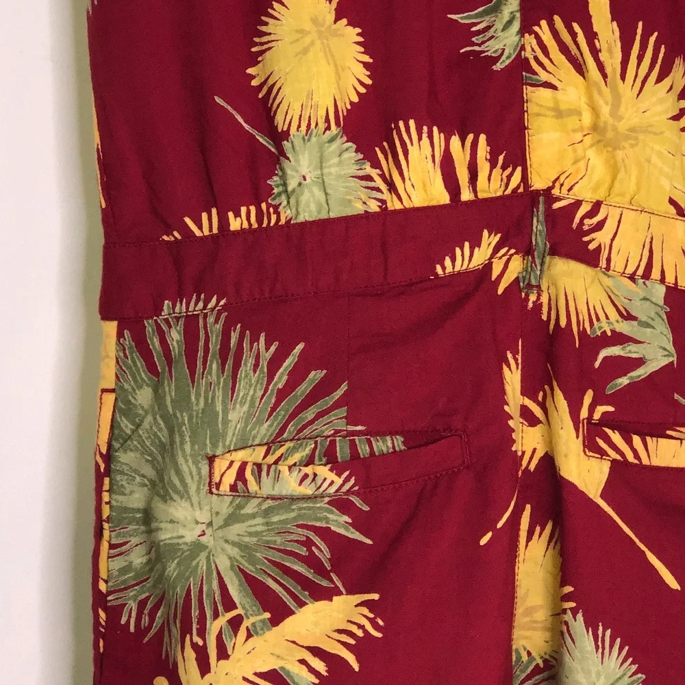 FREE PEOPLE Maroon Combo Malibu Tropical Print Romper Jumpsuit Sz XS - Picture 12 of 16